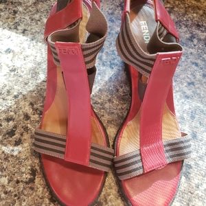 Fendi leather wedge heel shoe